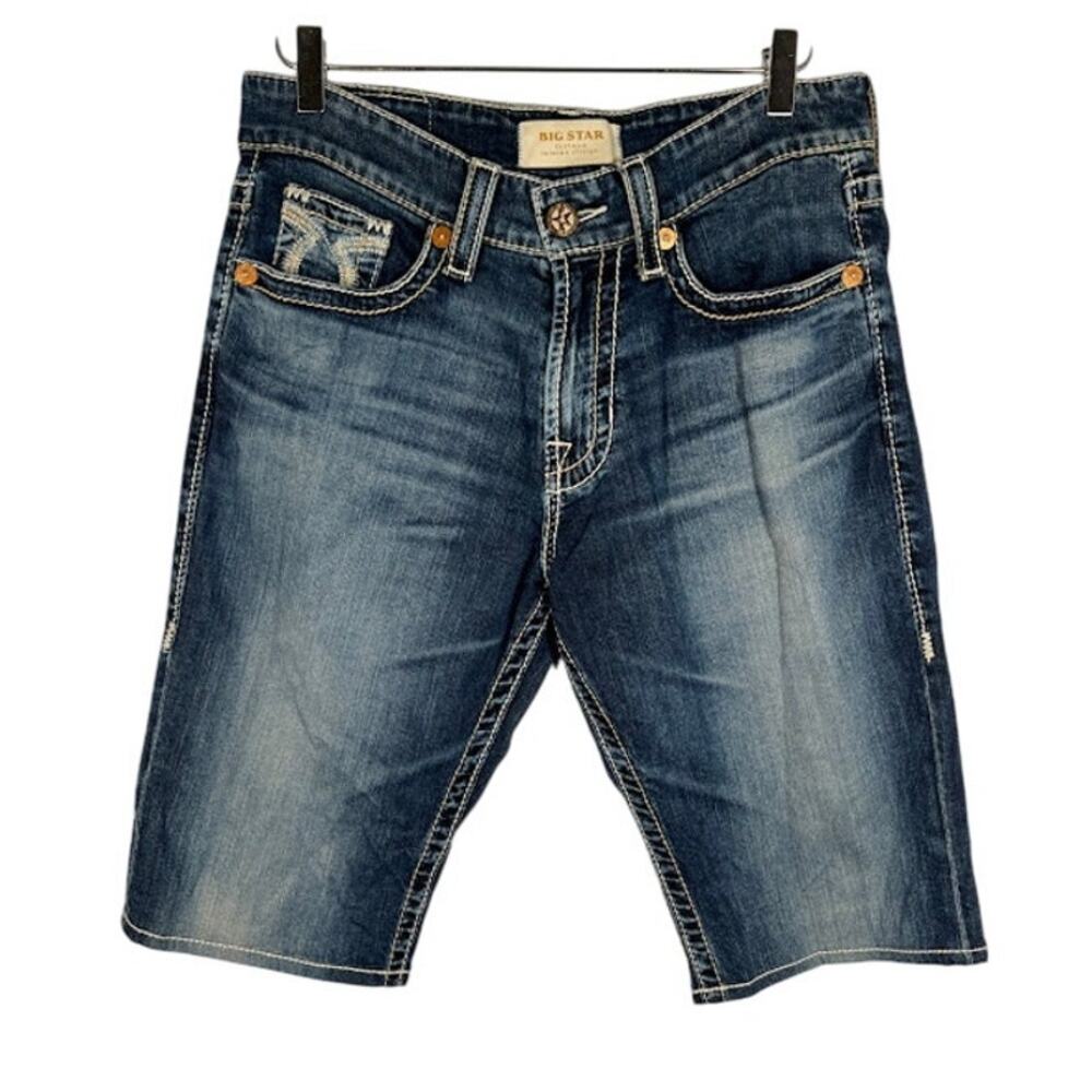 Big Star Men's Mid Rise Straight Bermuda Jean Short 32R Embroidered Jorts